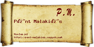Pánt Malakiás névjegykártya